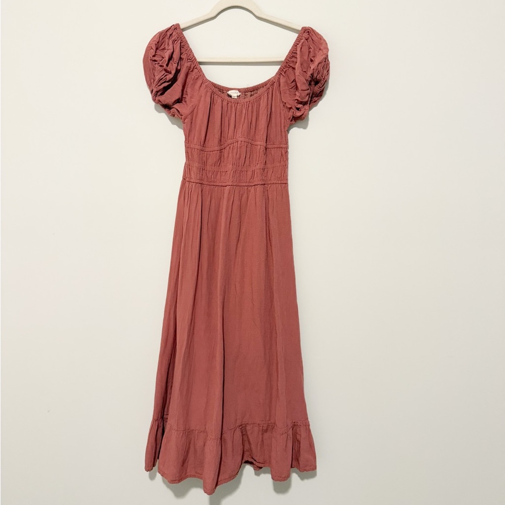 Elegant Pink Puff Sleeve Dress Sim & Sam